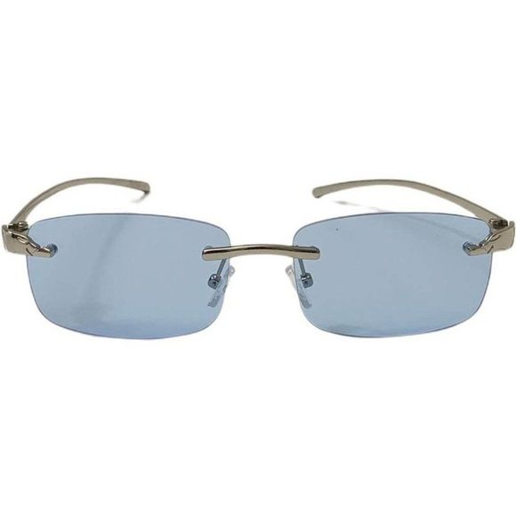 6124 | Blue Rimless Rectangle Sunglasses - Picture 1 of 5